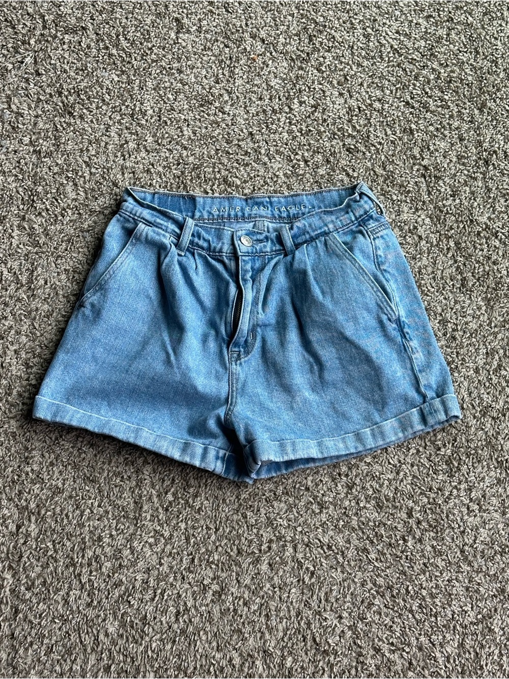 American Eagle Outfitters Light Blue Denim High-Waist Shorts